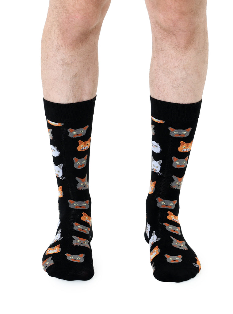 Cat Mens Bamboo Crew Socks