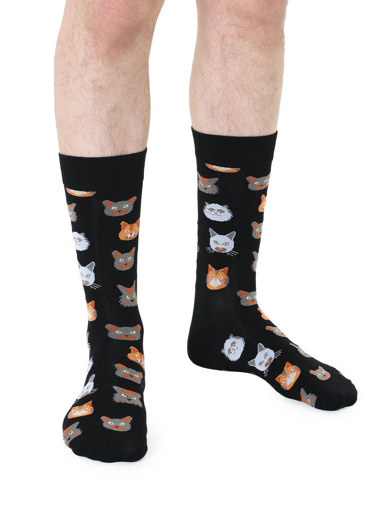 Cat Mens Bamboo Crew Socks