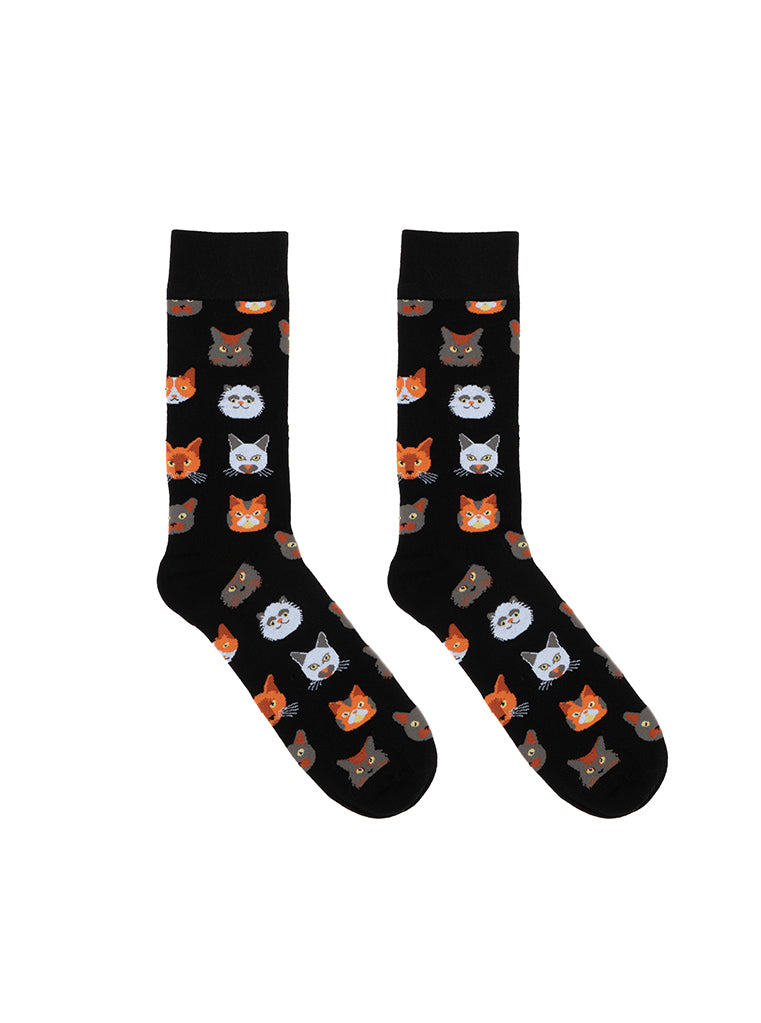 Cat Mens Bamboo Crew Socks