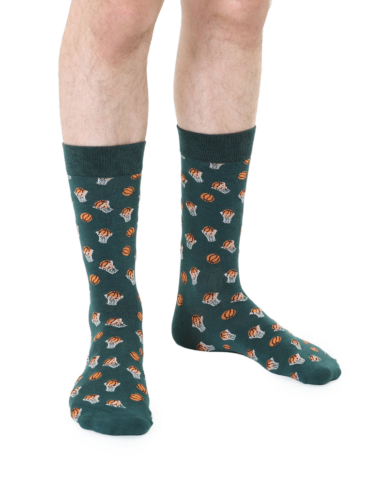 Basketball Mens Bamboo Crew Socks