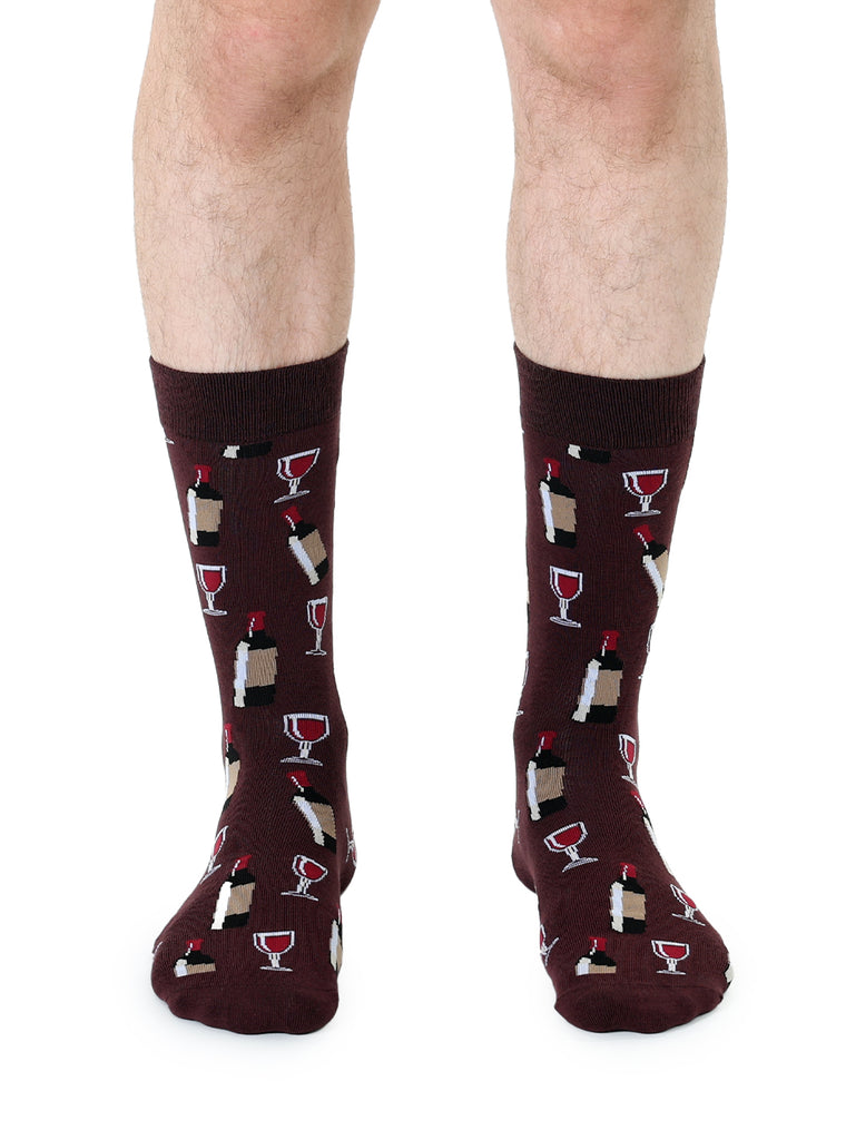 Wine Mens Bamboo Crew Socks