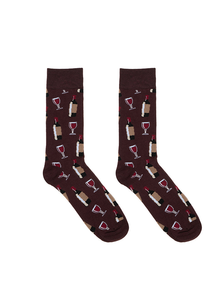 Wine Mens Bamboo Crew Socks