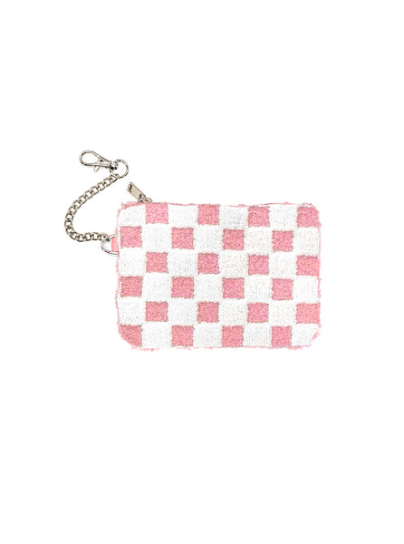 Pink Checker Chain Pouch