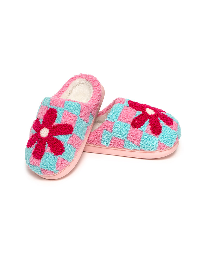 Kids Retro Flowers Slippers