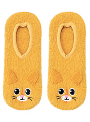 Fuzzy Tan Kitty Slipper Socks