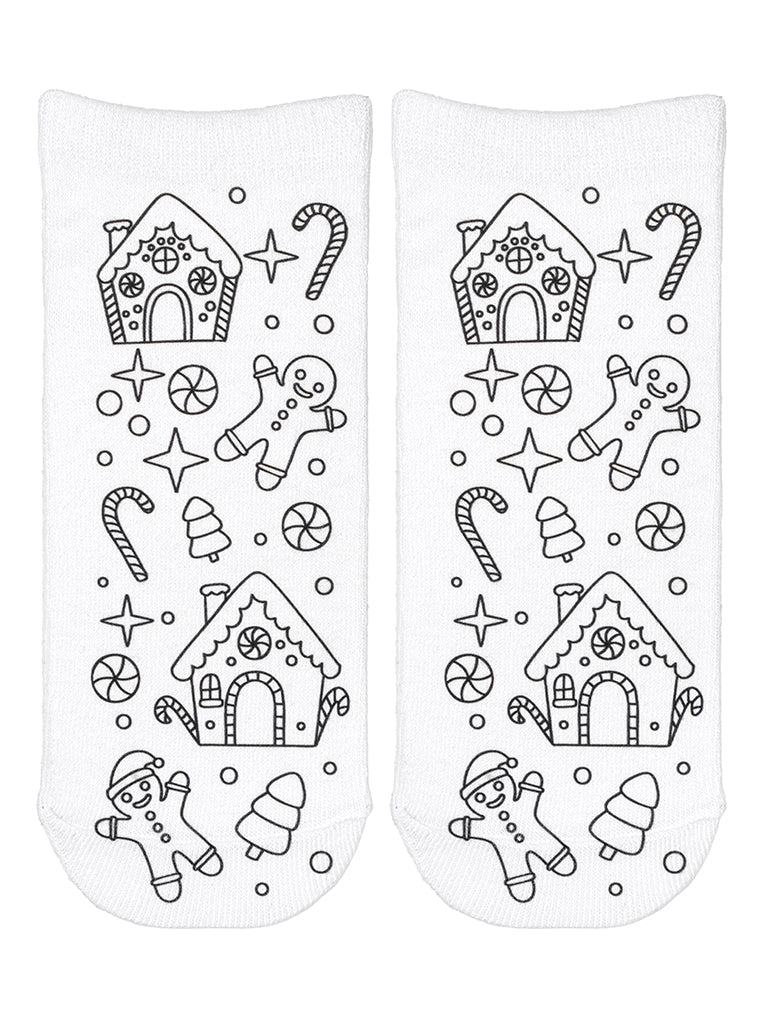 Gingerbread House Coloring Socks