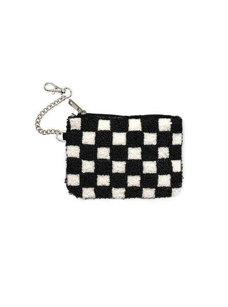 Black Checker Chain Pouch