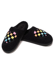 Black Checker Heart Slippers