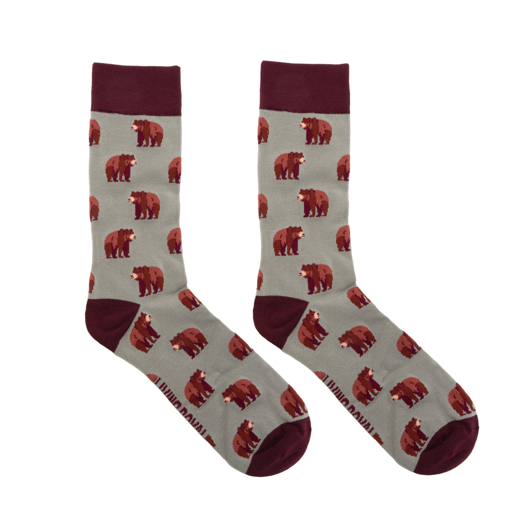 Brown Bear Mens Bamboo Crew Socks