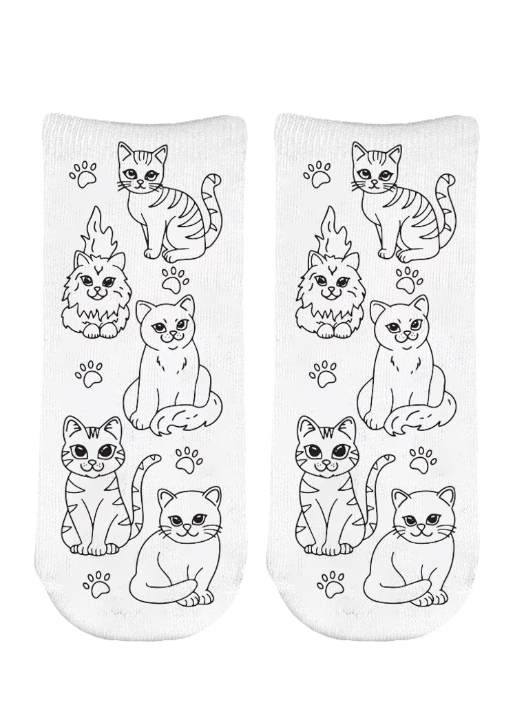 Cat Days Coloring Socks