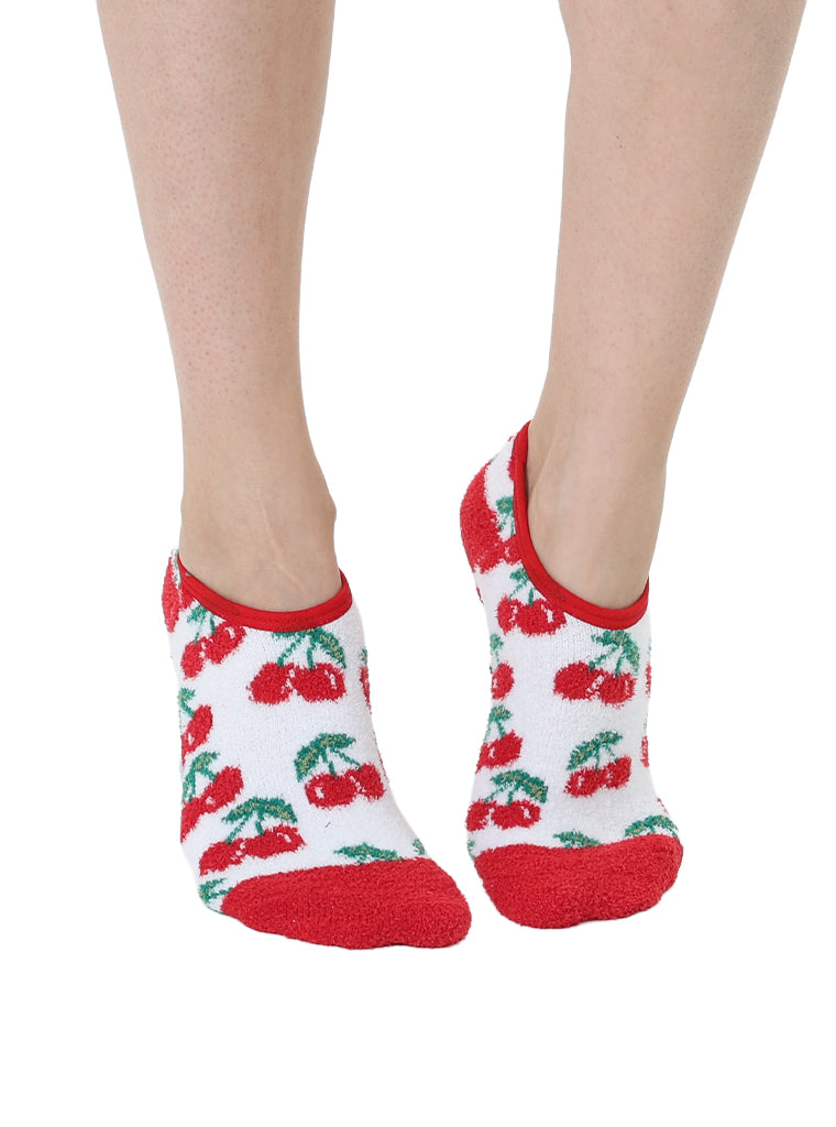 Cherry Fuzzy Slipper Sock