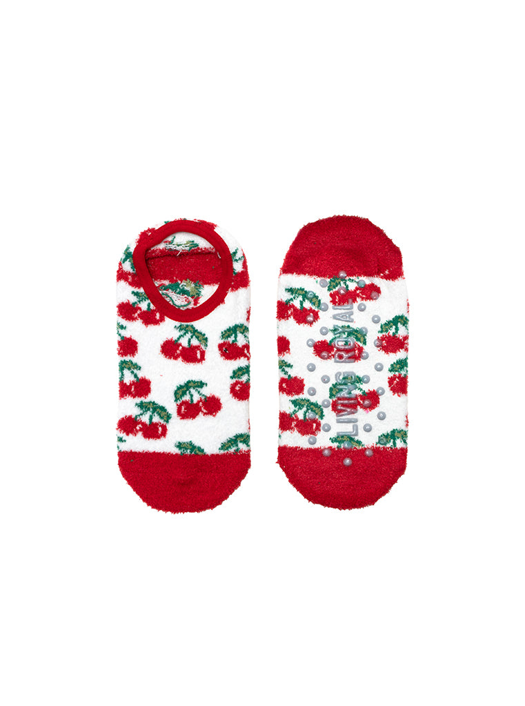 Cherry Fuzzy Slipper Sock
