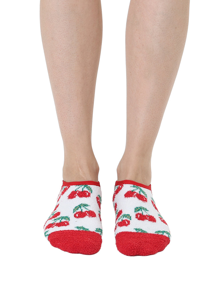 Cherry Fuzzy Slipper Sock