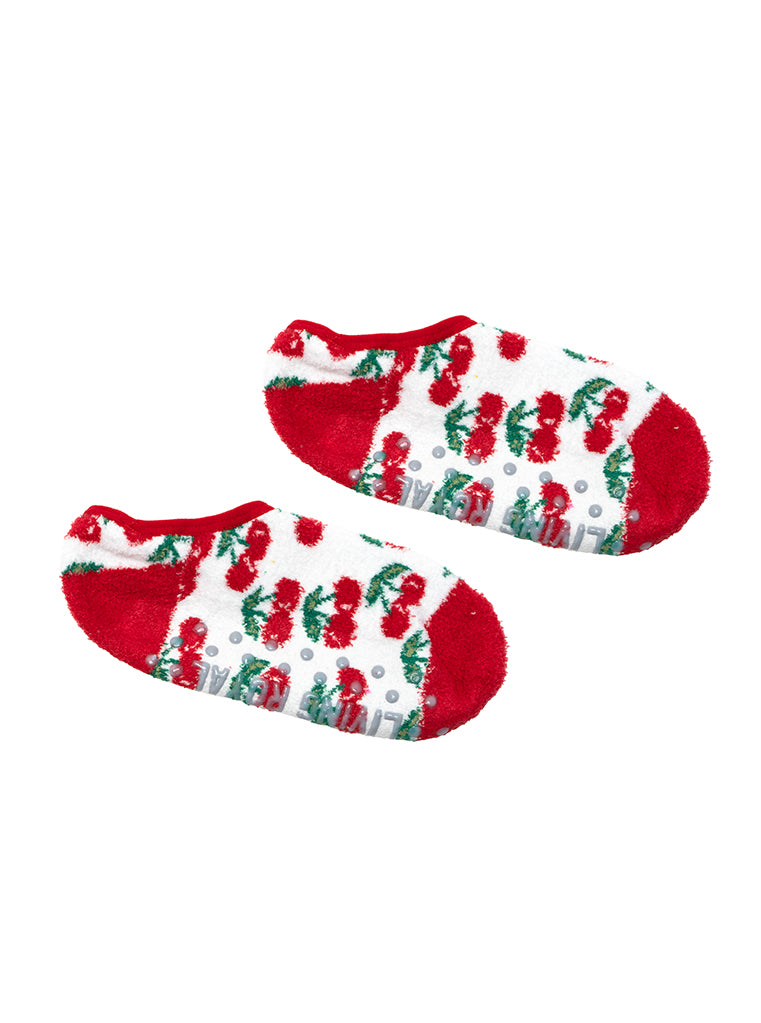 Cherry Fuzzy Slipper Sock