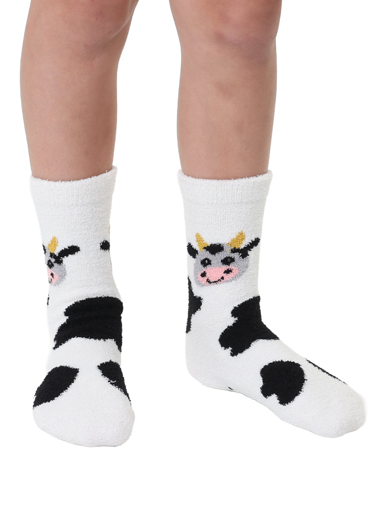 Cow Kids Fuzzy Socks
