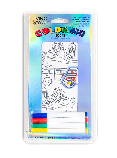 Fire Truck Coloring Sock