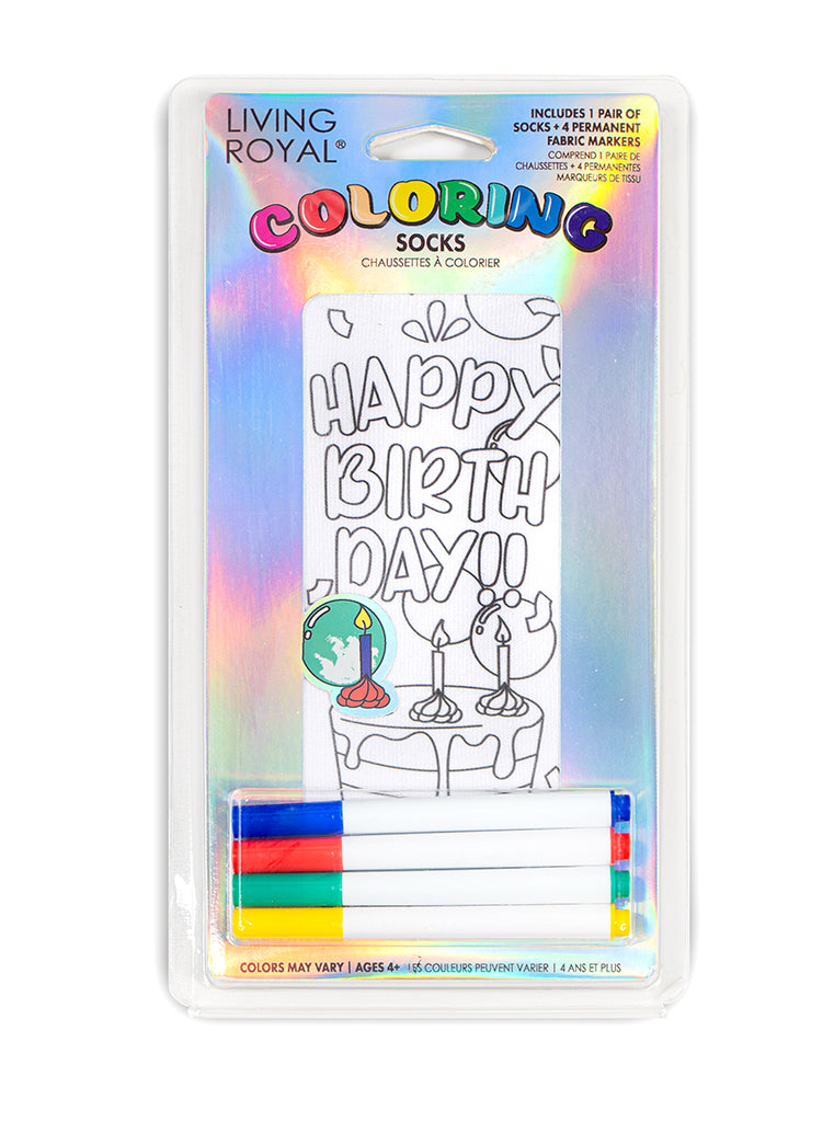 Happy Birthday Coloring Sock