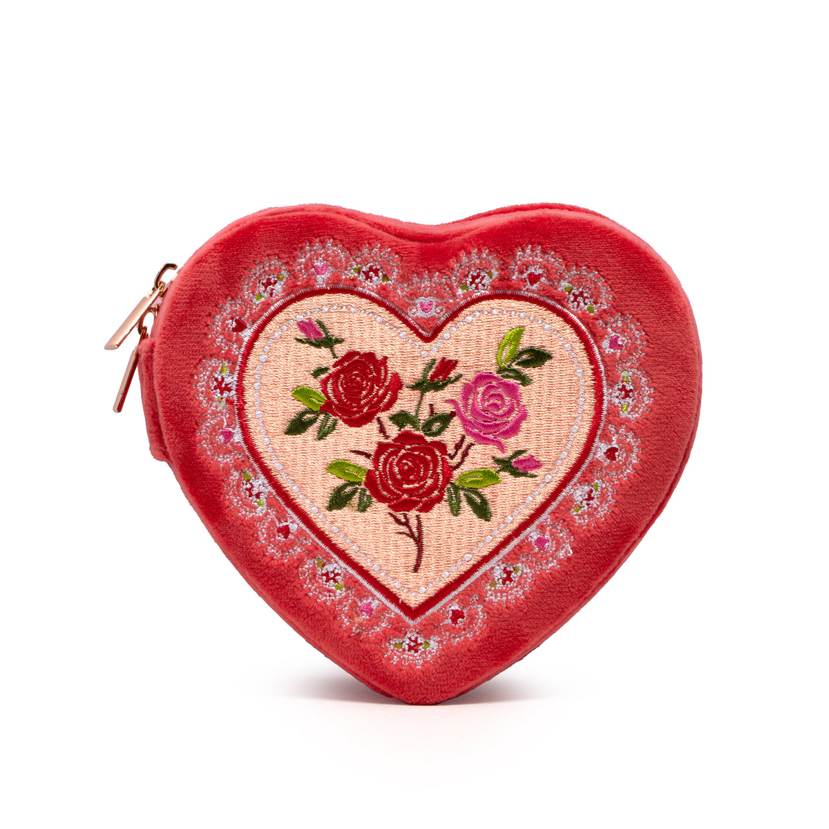 Heart Rose Jewelry Zip Case