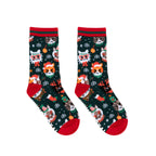 Holiday Cat Kids Bamboo Crew Socks