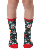Holiday Cat Kids Bamboo Crew Socks