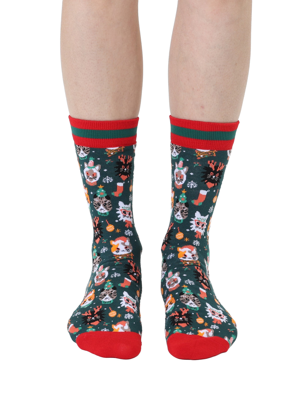 Holiday Cat Women's Bamboo Crew Socks