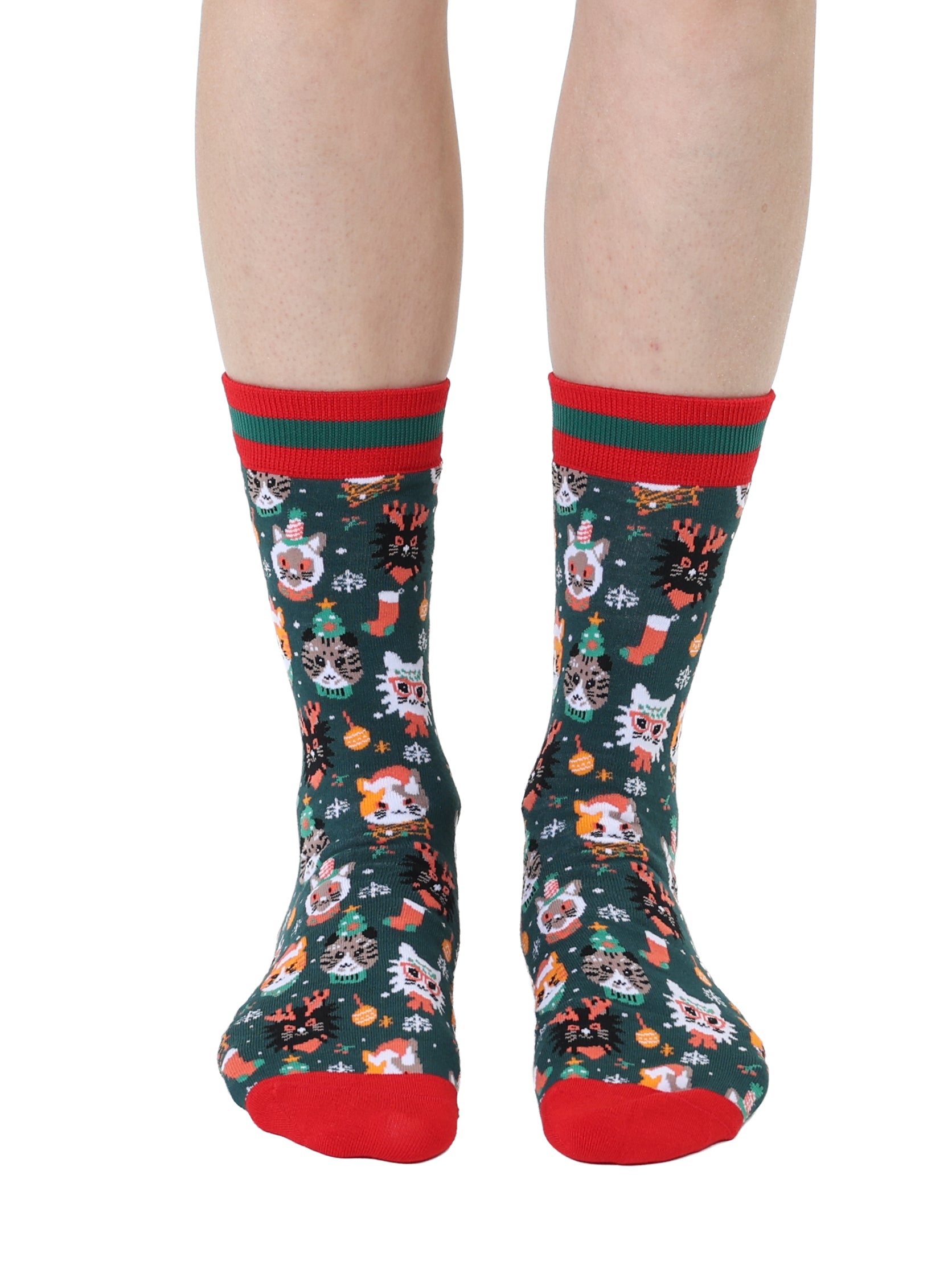 Holiday Cat Women's Bamboo Crew Socks