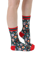 Holiday Cat Women's Bamboo Crew Socks
