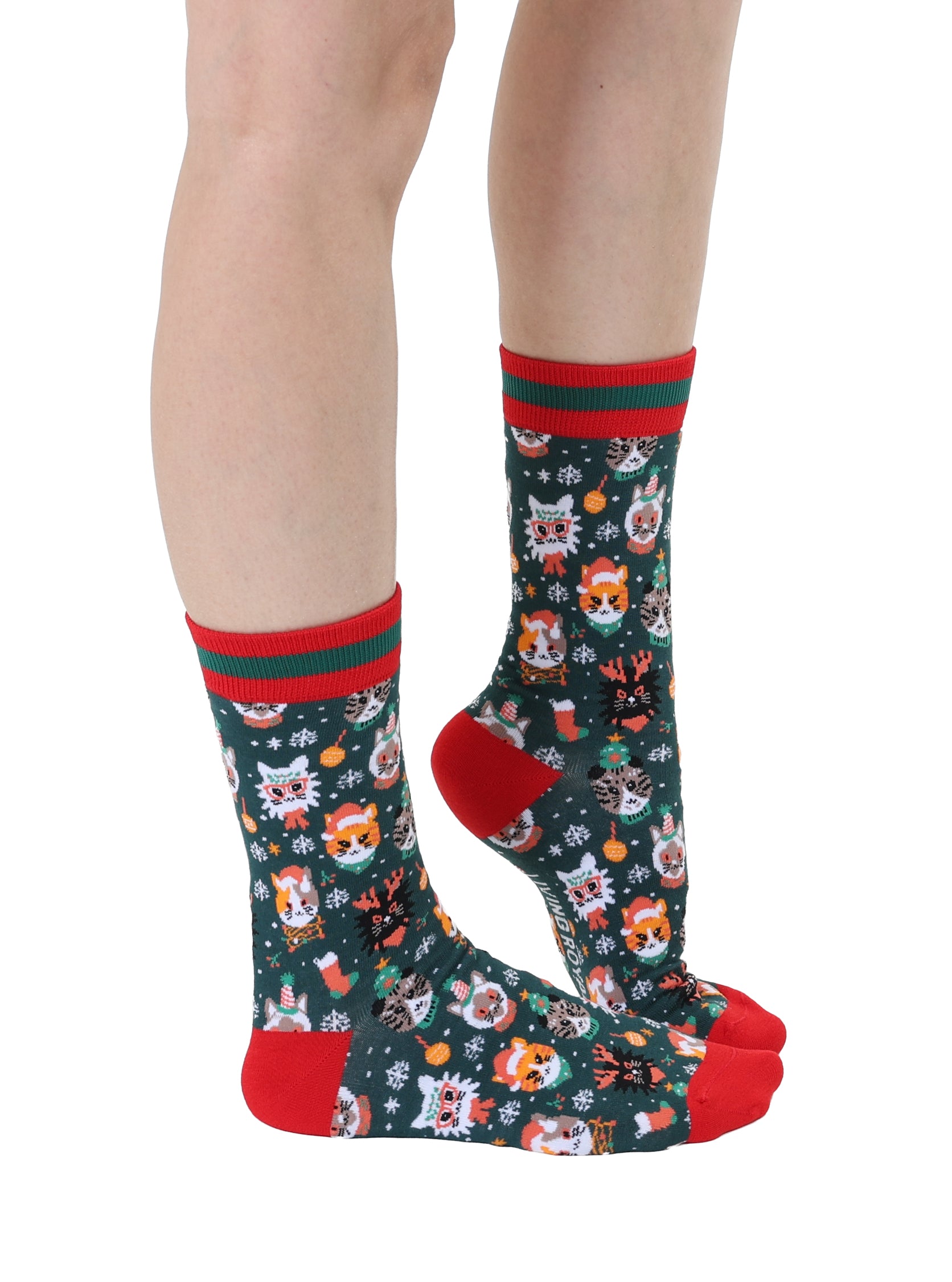 Holiday Cat Women's Bamboo Crew Socks