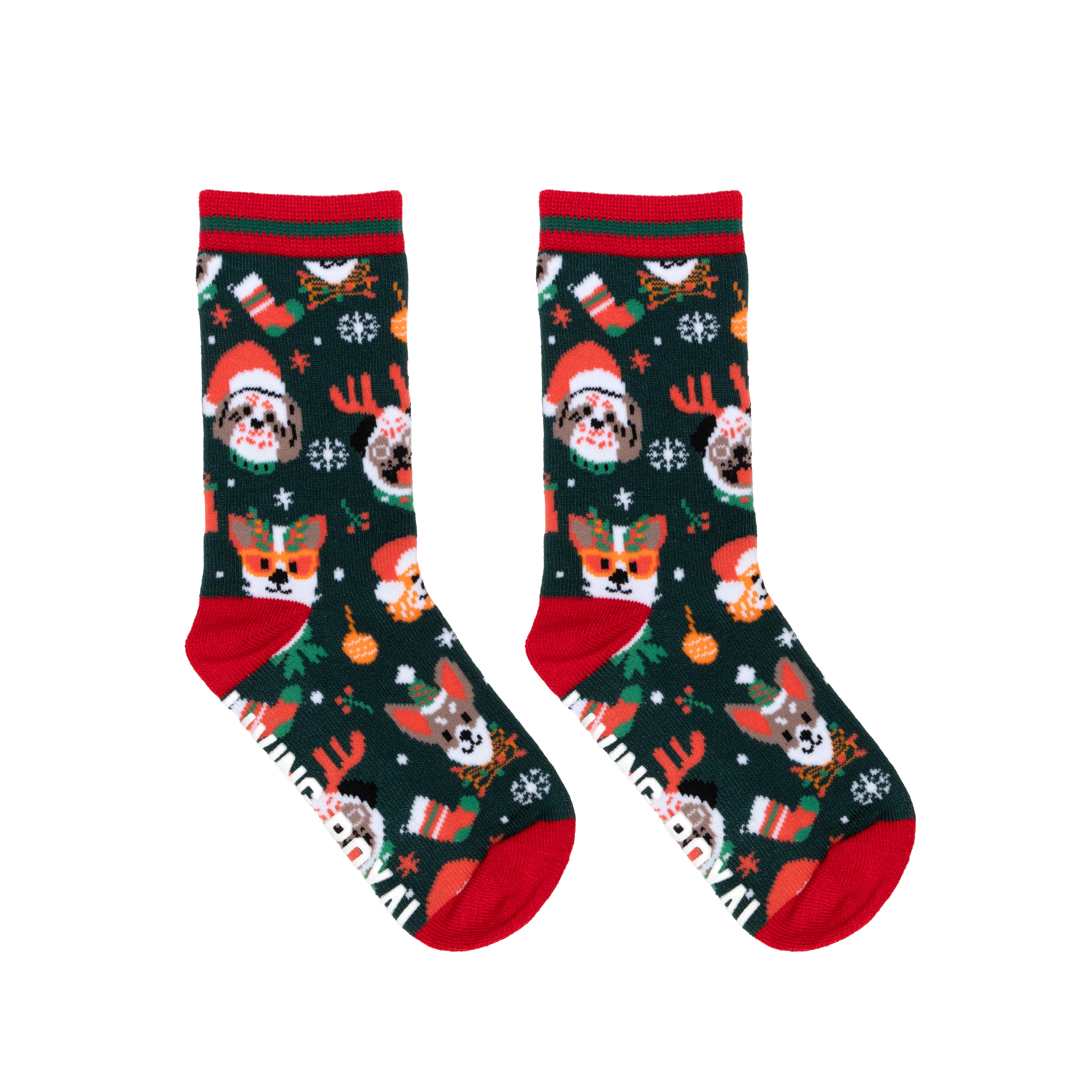 Holiday Dog Kids Bamboo Crew Socks