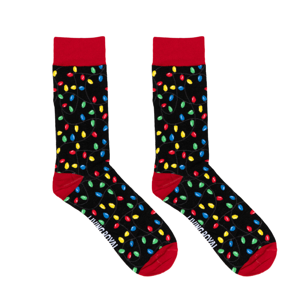 Holiday Lights Mens Bamboo Crew Socks