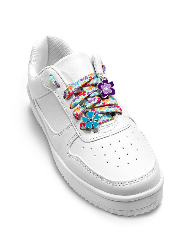 Flower Power Shoelaces + Charm Set