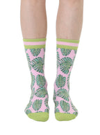 Monstera Leaf Women's Bamboo Crew Socks