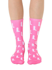 Pink Boots Crew Socks