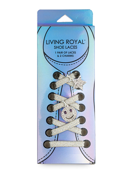 Silver Shoe Laces and Charm Set