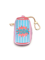 2-in-1 bag charm featuring SODA text embroidery displayed on a white background.