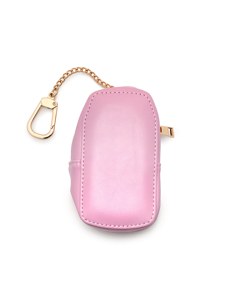 2-in-1 bag charm featuring SODA text embroidery displayed on a white background.