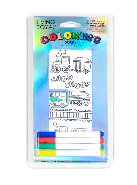 Trains Coloring Sock