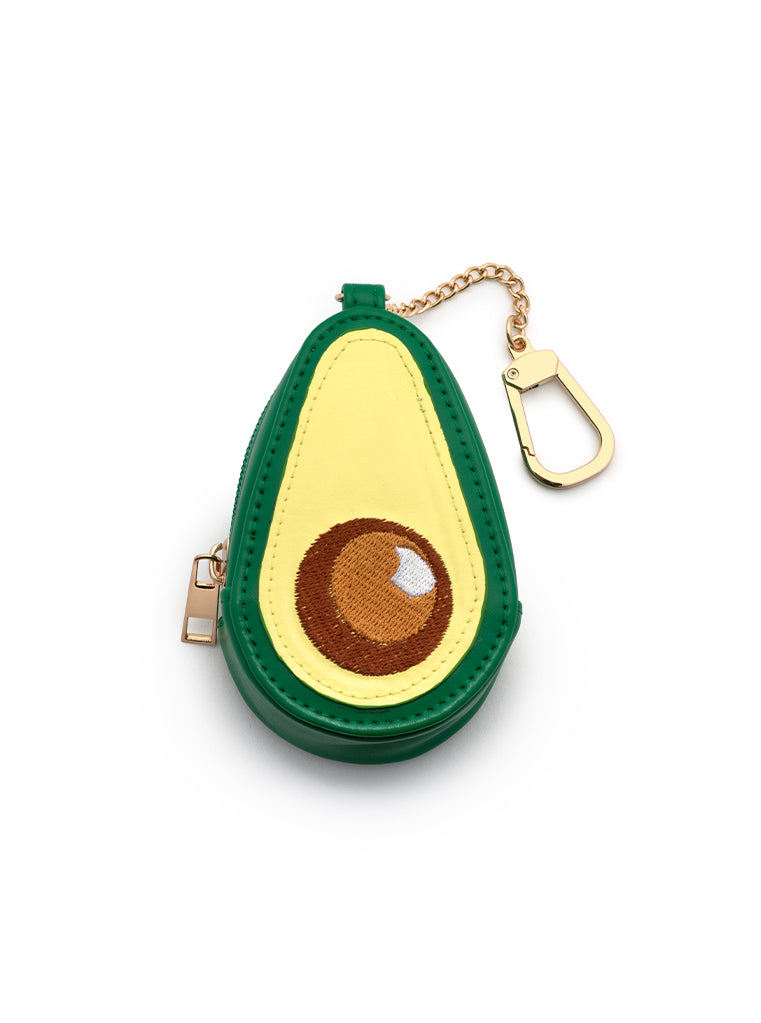 2-in-1 bag charm featuring an avocado-shaped design, displayed on a white background.