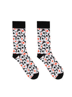 Men’s bamboo crew socks with a playing cards pattern, shown on a white background.