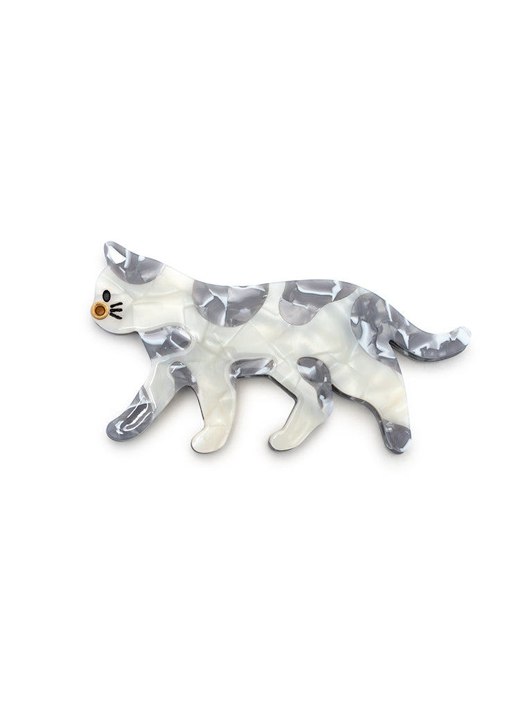 Compact mirror with a cat design, a perfect pocket-sized accessory, displayed on a white background.