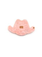 Pink compact mirror with a cowgirl hat design, a perfect pocket-sized accessory, displayed on a white background.