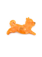 Compact mirror featuring orange dog design, perfect pocket mirror, displayed on a white background.