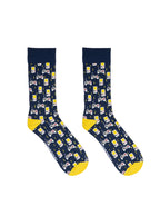 Men’s bamboo crew socks featuring a gamer-themed pattern, shown on a white background.