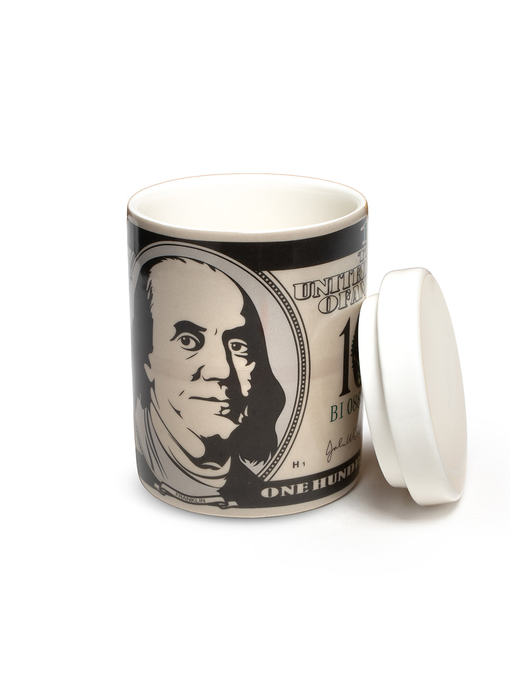 Stash box with a one-hundred-dollar bill design, displayed on a white background.
