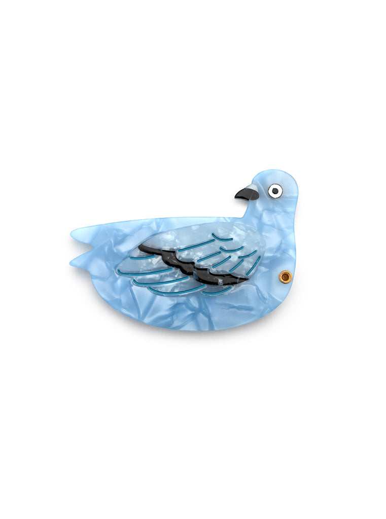Compact mirror featuring a pigeon design, perfect for on-the-go use, displayed on a white background.