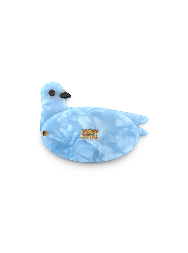 Compact mirror featuring a pigeon design, perfect for on-the-go use, displayed on a white background.