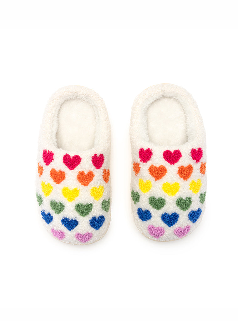 Rainbow Heart Kids Slippers