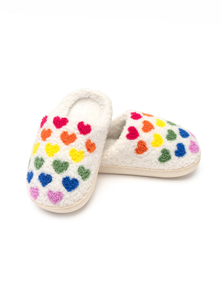 Rainbow Heart Kids Slippers