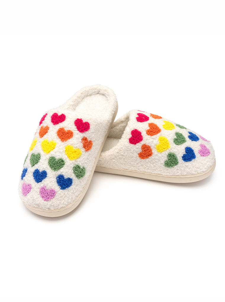 Rainbow Heart Slippers