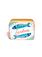 Stash box featuring a fish-themed design with a “Sardines” print, shown on a white background. 